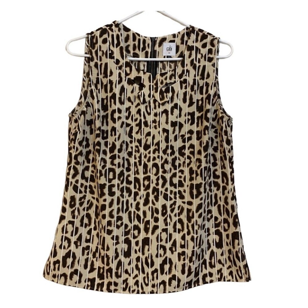 CAbi Ginger Top Size XS Leopard Print Cutout Tank Top Blouse 3070